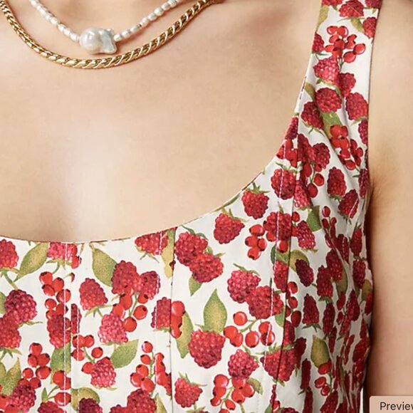 NWT J.Crew Fit-and-flare mini dress in raspberry print, size 8 - Picture 2 of 6